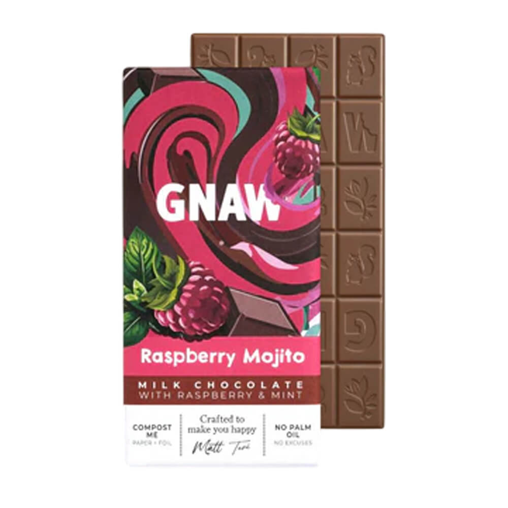 Gnaw Raspberry Mojito Milk Chocolate Bar 80g